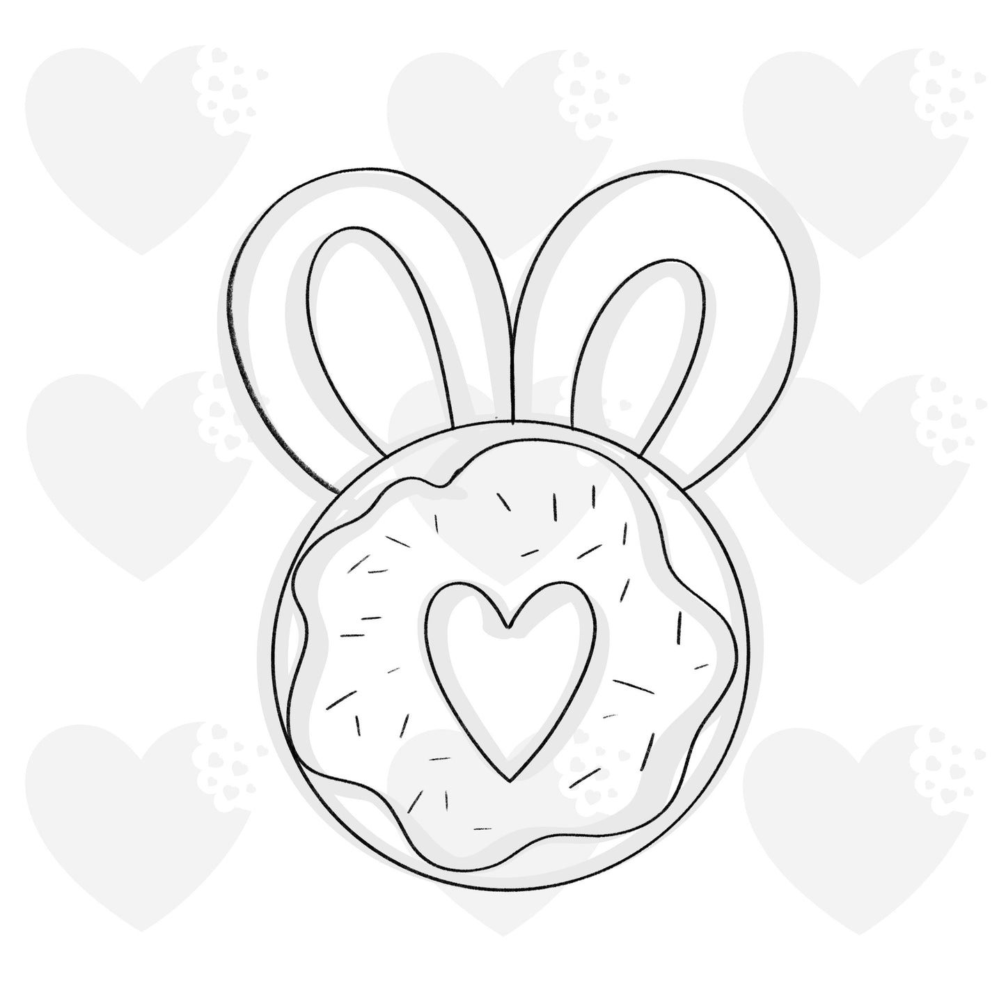 Bunny Donut W/ Heart Cutout  - Cookie Cutter