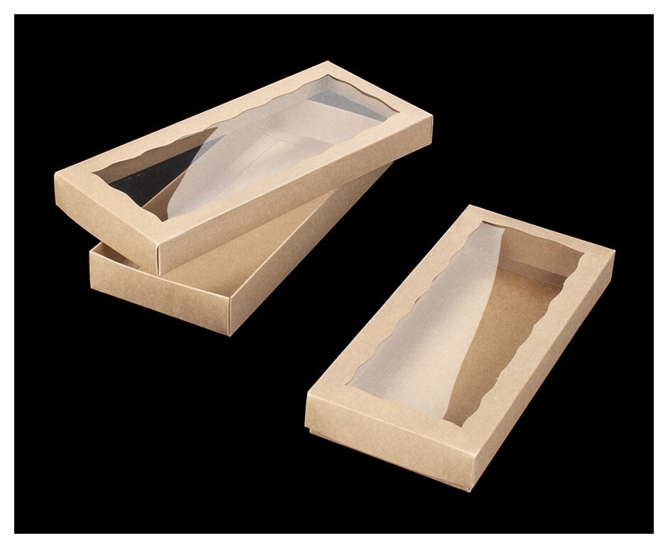 12" x 5" x 1 1/2" Brown/Brown Simplex Box Set, with Window
