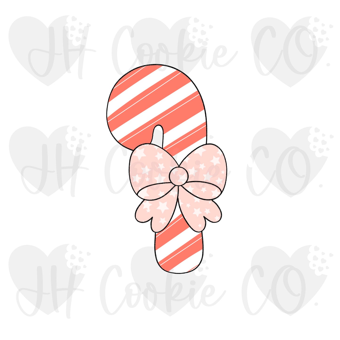 Candy Cane With Bow - Cookie Cutter