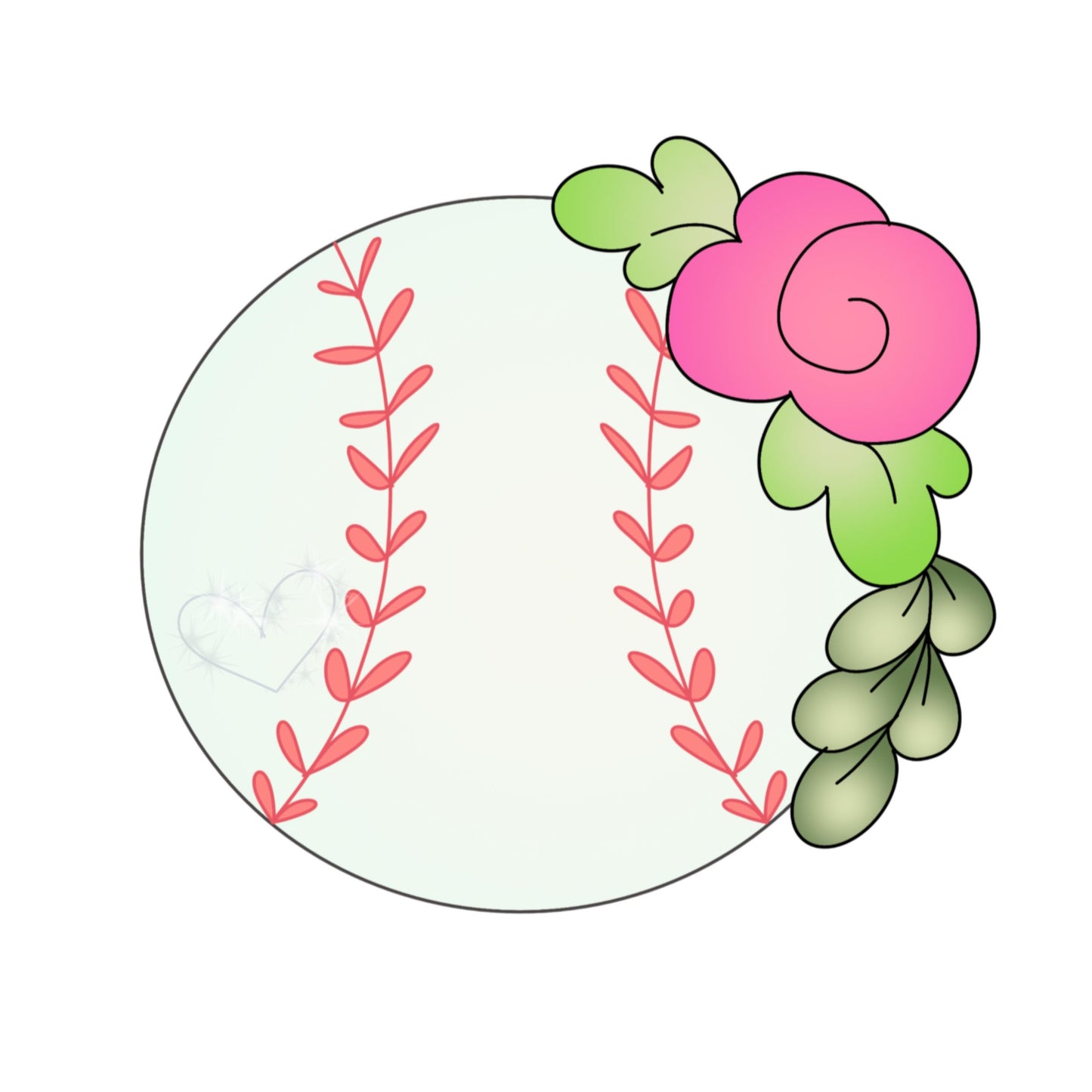 floral baseball cookie cutter
